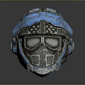 Futuristic Helmet Design With Blue Gray Color Glowing Goggles And Metallic Details