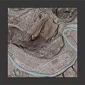 Garden Landscape Design With 3D Terrain Model River And Architectural Layout