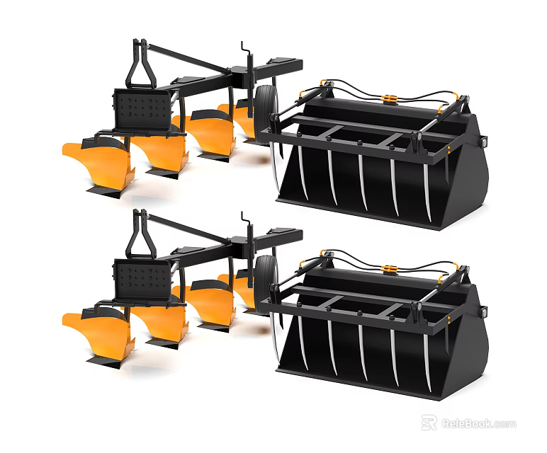 Industrial Equipment With Mechanical Arms Yellow Black Buckets For Heavy Duty Use 3d model 