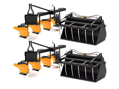 Industrial Equipment With Mechanical Arms Yellow Black Buckets For Heavy Duty Use 3d model