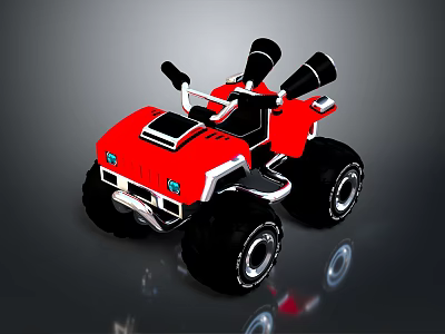 Rough Terrain Suitable For All Terrain Vehicle With Big Tires And Exhaust Pipes 3d model