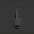 Dynamic Crocodile 3D Model in Upward Pose With Surrounding Bubbles on Gray Background
