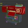 Red Industrial Processing Equipment With Roller Mechanism Control Panel And Base Structure 3d model