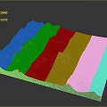 3D Terrain Model Featuring Mountain Ranges Blue Water Bodies And Green Vegetation Areas