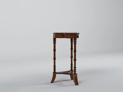 Classic Wooden Side Table With Carved Legs And Round Top Design 3d model