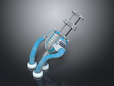Industrial Mechanical Device With Blue Pipes White Base And Metal Structure 3d model
