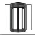 Modern Revolving Door With Black Frame And Glass Panels For Building Entrance