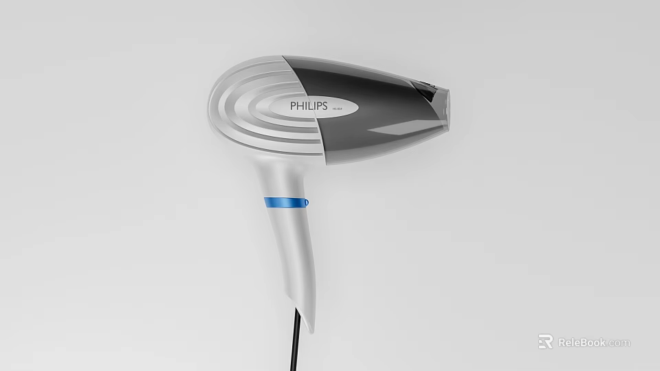 Philips Hair Dryer With Modern Sleek Gray And Blue Design And Ergonomic Handle 3d model 