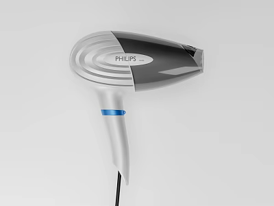 Philips Hair Dryer With Modern Sleek Gray And Blue Design And Ergonomic Handle 3d model