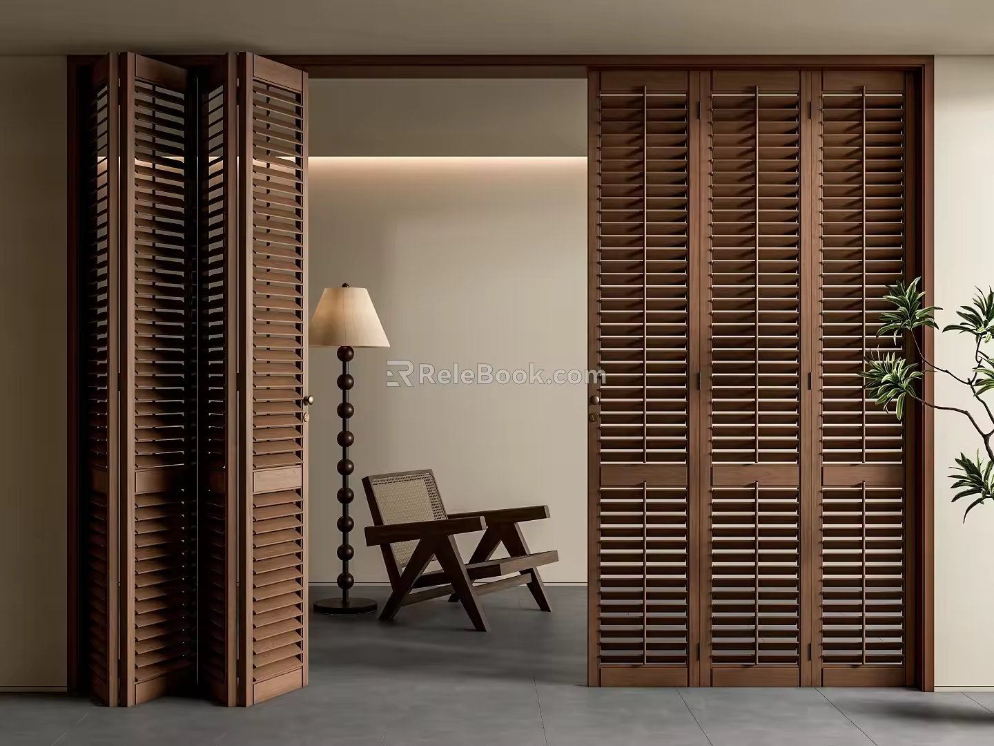 In ancient times, the folding door shutter folding door sliding door shutter door 3d model