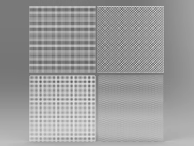 Four Square Perforated Metal Panels With Grid Patterns For Modern Design 3d model