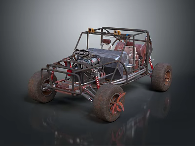 Rugged Off road Vehicle Featuring Tube Frame Chassis Large Tires Two Seats Open Design 3d model