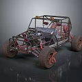 Rugged Off road Vehicle Featuring Tube Frame Chassis Large Tires Two Seats Open Design 3d model