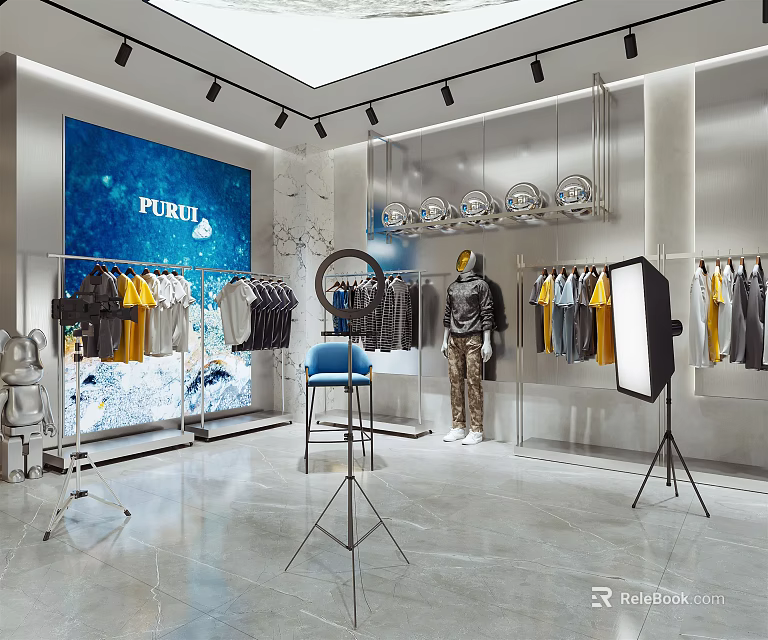 Modern Public Office Space With Open Layout Desks And Bright Lighting 3d model 