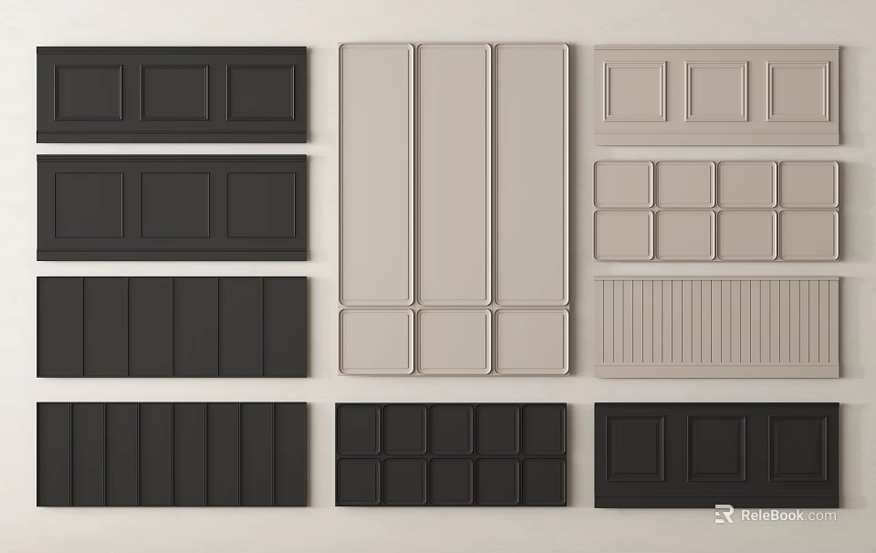 Modern Wall Panels With Diverse Color Options And Textured Design Patterns 3d model