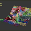 3D Detailed Topographic Map Featuring Castle River and Mountain Landscape