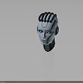 Robot Character With Cybernetic Head Glowing Blue Eyes Mechanical Components And White Metallic Surface