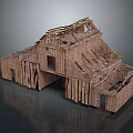 Old Dilapidated Wooden Barn With Exposed Roof Structure And Plank Walls