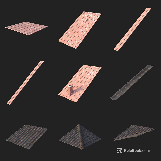Various Rooftop Tile Types With Different Shapes Textures and Designs 3d model 