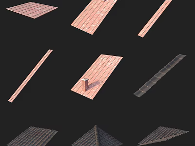 Various Rooftop Tile Types With Different Shapes Textures and Designs 3d model