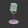 Vintage Microphone with Metal Stand Retro Design and Base Cable Detail