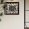 Abstract Painting with White Butterflies on Black Background Wall Art Decor