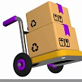 Durable Utility Cart Featuring Stacked Cardboard Boxes Recycling and Fragile Symbols