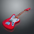 Red Glittery Electric Guitar With Shiny Body Chrome Pickups And Smooth Wooden Neck