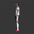 Argentine Football Player Wearing Blue White Striped Jersey Black Shorts And Pink Cleats