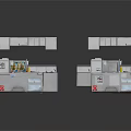 Commercial Kitchen Equipment With Stainless Steel Countertops Storage Cabinets And Hood Systems