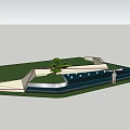 Modern Entrance Gate Design With Green Grass Water Pool And Small Tree