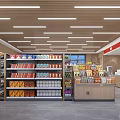 Convenience Store Interior Featuring Shelves Beverages Food Items Checkout Counter And Ice Cream