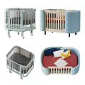 Modern Baby Cribs With Light Blue Design Gray Red Mattresses Padded Edges And Wheels