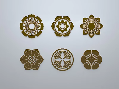 Chinese-style window grilles silhouette pane window sill border openwork window 3d model