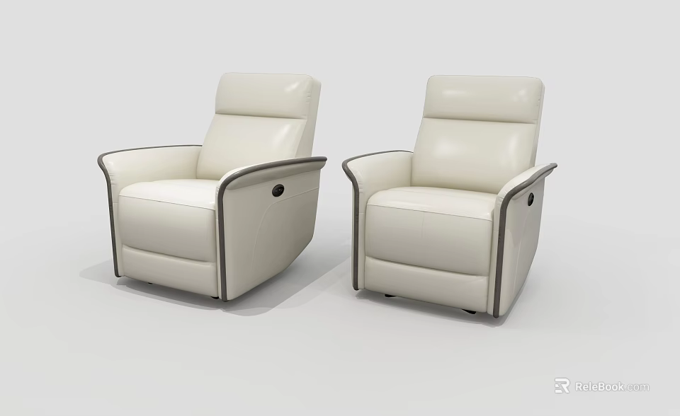 Modern White Leather Single Sofa With Comfortable Armrest And Minimalist Lines Design 3d model 