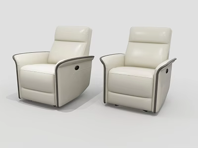 Modern White Leather Single Sofa With Comfortable Armrest And Minimalist Lines Design 3d model