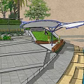 Coastal Waterfront Landscape Design With Terraced Walkways Lush Greenery And Water Features