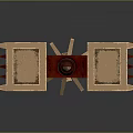 Ornate Red And Gold Hammer Weapon With Intricate Metal Panels And Craftsmanship