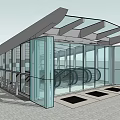 Modern Station Design With Glass Facade Canopy Roof And Entrance Platform