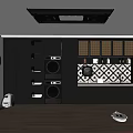Home Balcony Interior With Dark Cabinets Stacked Washing Machine Dryer Wall Cabinets And Robot Vacuum