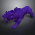Purple Mythical Beast with Horns Sharp Fangs and Dynamic Muscular Aggressive Pose