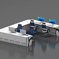 Modern Control Room Interior Setup With Console Desk Multiple Monitors And Ergonomic Chairs 3d model
