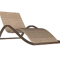 Modern Woven Rattan Lounge Chair with Curved Metal Frame Design