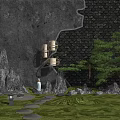 Serene Garden Landscape Featuring Rock Formations Pine Tree Circular Sand Pattern And Stone Stepping Path