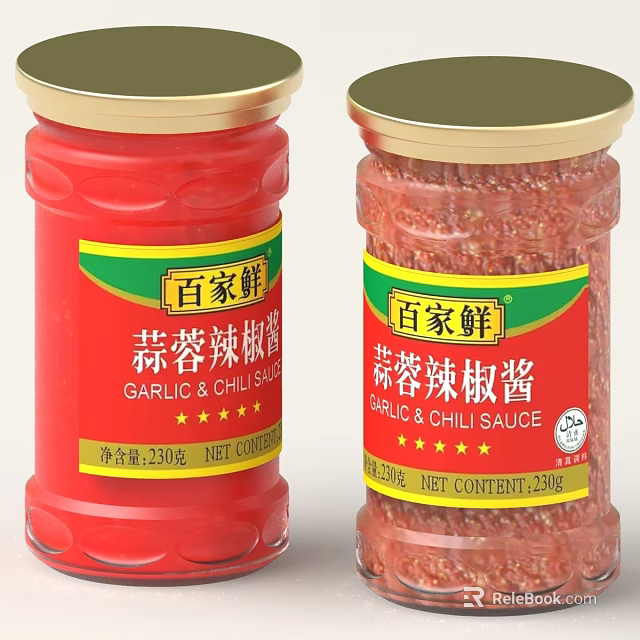 Baijiaxian Garlic And Chili Sauce Bottled With 230g Net Content 3d model 