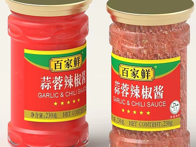 Baijiaxian Garlic And Chili Sauce Bottled With 230g Net Content 3d model