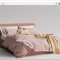 Comfortable Kids Bed With Pink Bedding Soft Pillows And Cozy Blanket