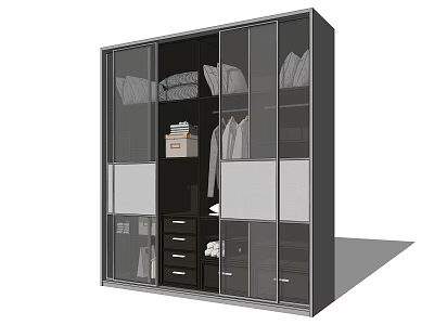Modern Wardrobe Design With Glass Doors Internal Storage Clothes Drawers And Shelves 3d model