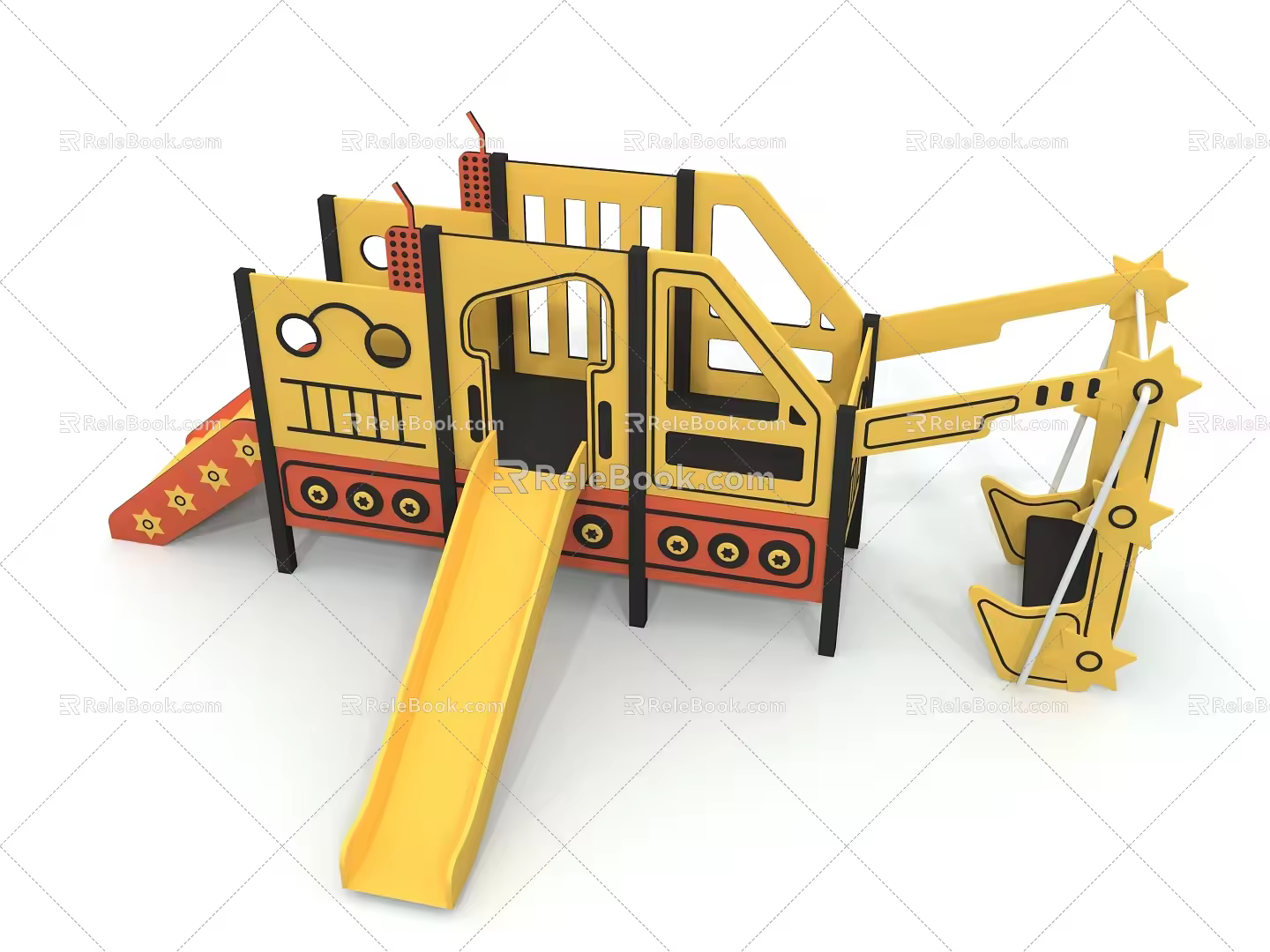 Amusement Equipment PE Board Slide Excavator Modeling Slide 3d model