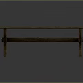 Rustic Wooden Bench With Solid Wood Construction Metal Accents And Simple Design 3d model